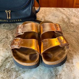 Birkenstock Papillio rose gold platform 8.5